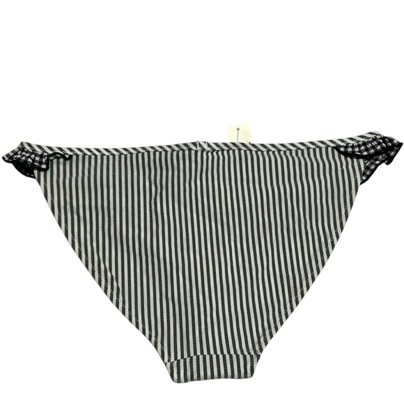 NWT Aerie American Eagle Seersucker Stripe Ruffle Bikini Bottom Black White Sz S - Picture 3 of 6